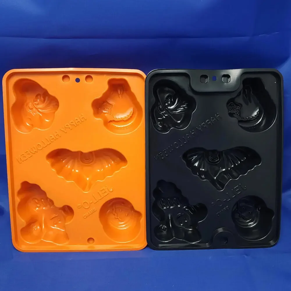 Jell-O Brand Happy Halloween Plastic Candy Molds‎ - Set of 2 Orange & Black